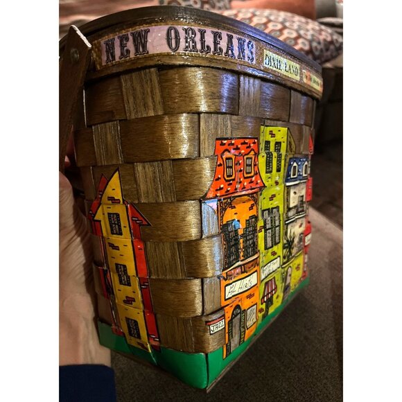 Boho Basket Purse, Vintage Nan Caro Design, Signed by J Hussey of Metairie, LA - Picture 9 of 16